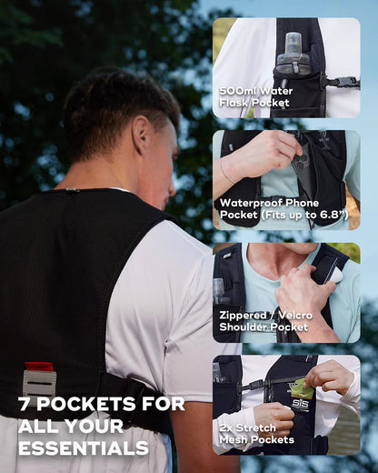 UTR113 Reflective Running Hydration Vest Adjustable Phone Holder for Training Cycling Hiking