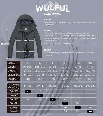 Men'S Waterproof Ski Jacket Warm Winter Snow Coat Mountain Windbreaker