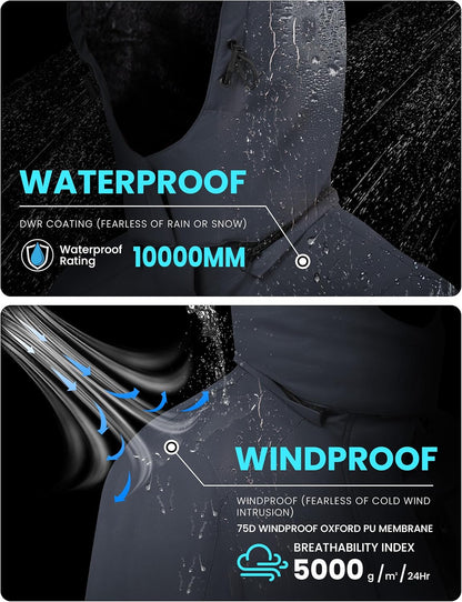 Men'S Waterproof Ski Jacket Warm Winter Snow Coat Mountain Windbreaker